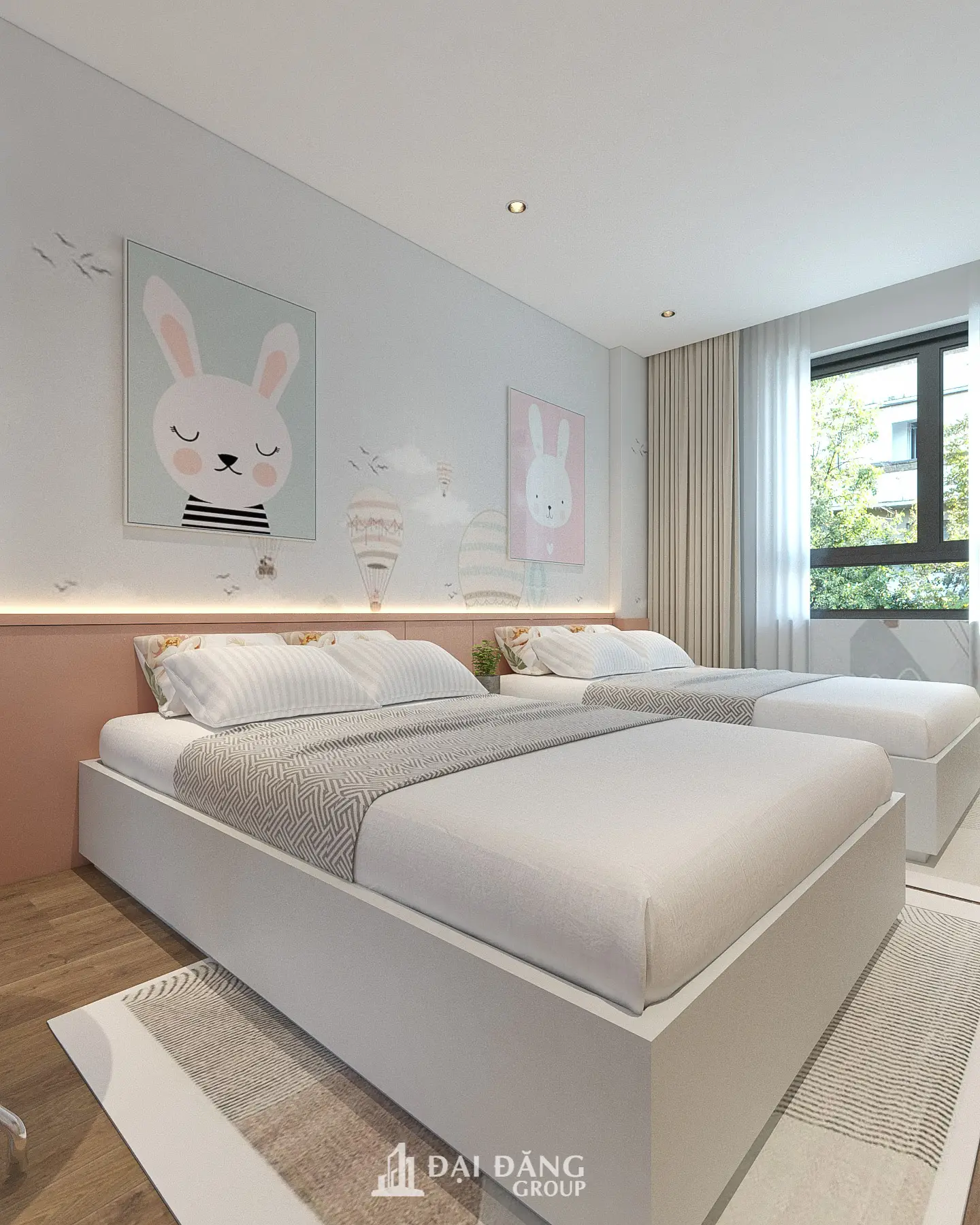 Tiêu đề: Biên soạn không gian phòng ngủ đôi cho bé: Sự giao thoa giữa an toàn và sáng tạo Từ khóa chính: Biên soạn không gian, nội hóa không gian, Đại Đăng Group. Việc thiết lập một môi trường sống hoàn hảo cho trẻ nhỏ chưa bao giờ là bài toán đơn giản. Nó đòi hỏi đơn vị thi công phải thấu hiểu tâm lý trẻ thơ đồng thời sở hữu kỹ thuật xử lý không gian điêu luyện. Bằng năng lực biên soạn không gian hiện đại và tư duy nội hóa chuyên sâu, Đại Đăng Group đã biến phòng ngủ đôi tại dự án này thành một "vương quốc" mộng mơ, nơi mỗi đứa trẻ đều được tự do phát triển cá tính. 1. Biên soạn không gian qua kịch bản sắc màu đầy cảm hứng Thay vì những gam màu sặc sỡ truyền thống dễ gây mỏi mắt, Đại Đăng Group đã thực hiện biên soạn không gian dựa trên tông màu hồng phấn phối hợp cùng cam đất và kem dịu nhẹ. Đây là kịch bản màu sắc được nghiên cứu kỹ lưỡng để tạo cảm giác an yên nhưng vẫn đầy năng lượng tích cực. Mảng tường đầu giường được tác chế sinh động với các họa tiết khinh khí cầu và thỏ con bằng vật liệu thân thiện, biến căn phòng thành một câu chuyện cổ tích hiện hữu. Đây chính là cách chúng tôi định danh bản sắc riêng cho không gian của các thiên thần nhỏ, giúp các bé luôn cảm thấy hào hứng mỗi khi trở về căn phòng của mình. 2. Nội hóa không gian đa năng: Tối ưu diện tích cho sự phát triển Trong các căn hộ hiện đại, diện tích luôn là một thách thức. Quy trình nội hóa không gian của chúng tôi tập trung vào việc xử lý bố cục một cách thông minh nhất. Đại Đăng Group đã trực tiếp thi công hệ giường đôi đặt song song với khoảng cách tính toán khoa học, đảm bảo lối di chuyển thuận tiện nhưng vẫn giữ được sự độc lập cho từng bé. Hệ bàn học dài kịch tường được biên soạn thực tế theo tiêu chuẩn nhân trắc học, kết hợp cùng giá sách nhiều ngăn giúp tối ưu hóa công năng sử dụng. Việc sắp xếp này không chỉ giải quyết bài toán diện tích mà còn tạo ra một môi trường "học mà chơi, chơi mà học" lý tưởng, rèn luyện tính ngăn nắp và tự lập cho trẻ ngay từ nhỏ. 3. Quy chuẩn thực thể: An toàn là ưu tiên số một Sức khỏe và sự an toàn của trẻ là kim chỉ nam trong mọi dự án của Đại Đăng Group. Toàn bộ nội thất gỗ trong phòng đều được tác chế quy chuẩn tại xưởng CNC 3500m2 của chúng tôi. Chúng tôi sử dụng vật liệu gỗ công nghiệp cao cấp đạt tiêu chuẩn E1, đảm bảo không mùi, không phát thải độc hại, hoàn toàn an toàn cho hệ hô hấp của trẻ nhỏ. Từng góc cạnh của tủ quần áo, giường ngủ hay bàn học đều được đội ngũ thợ lành nghề của Đại Đăng bo tròn tinh tế. Sự tỉ mỉ trong khâu hoàn thiện giúp hạn chế tối đa tổn thương khi trẻ hiếu động đùa nghịch. Đây chính là giá trị của việc tác chế nội thất thủ công kết hợp máy móc hiện đại – điều mà các sản phẩm đại trà khó lòng đáp ứng được. 4. Ấn định diện mạo đồng bộ cho khu vực vệ sinh Sự chỉn chu trong quá trình nội hóa không gian còn lan tỏa đến cả khu vực vệ sinh dành riêng cho các bé. Tông màu gạch ốp cam đất được lựa chọn đồng điệu với phòng ngủ, tạo nên một thực thể thống nhất. Các thiết bị vệ sinh được lắp đặt với độ cao vừa tầm với, gương soi và kệ để đồ cũng được tính toán vị trí phù hợp, khuyến khích trẻ tự thực hiện các sinh hoạt cá nhân hằng ngày. Đại Đăng Group tin rằng, một không gian được biên soạn bằng sự tận tâm và kỹ thuật chuẩn xác sẽ là nền tảng vững chắc để trẻ phát triển toàn diện cả về thể chất lẫn tâm hồn. Chúng tôi không chỉ xây dựng những bức tường, chúng tôi đang dàn dựng trải nghiệm sống hạnh phúc cho thế hệ tương lai.