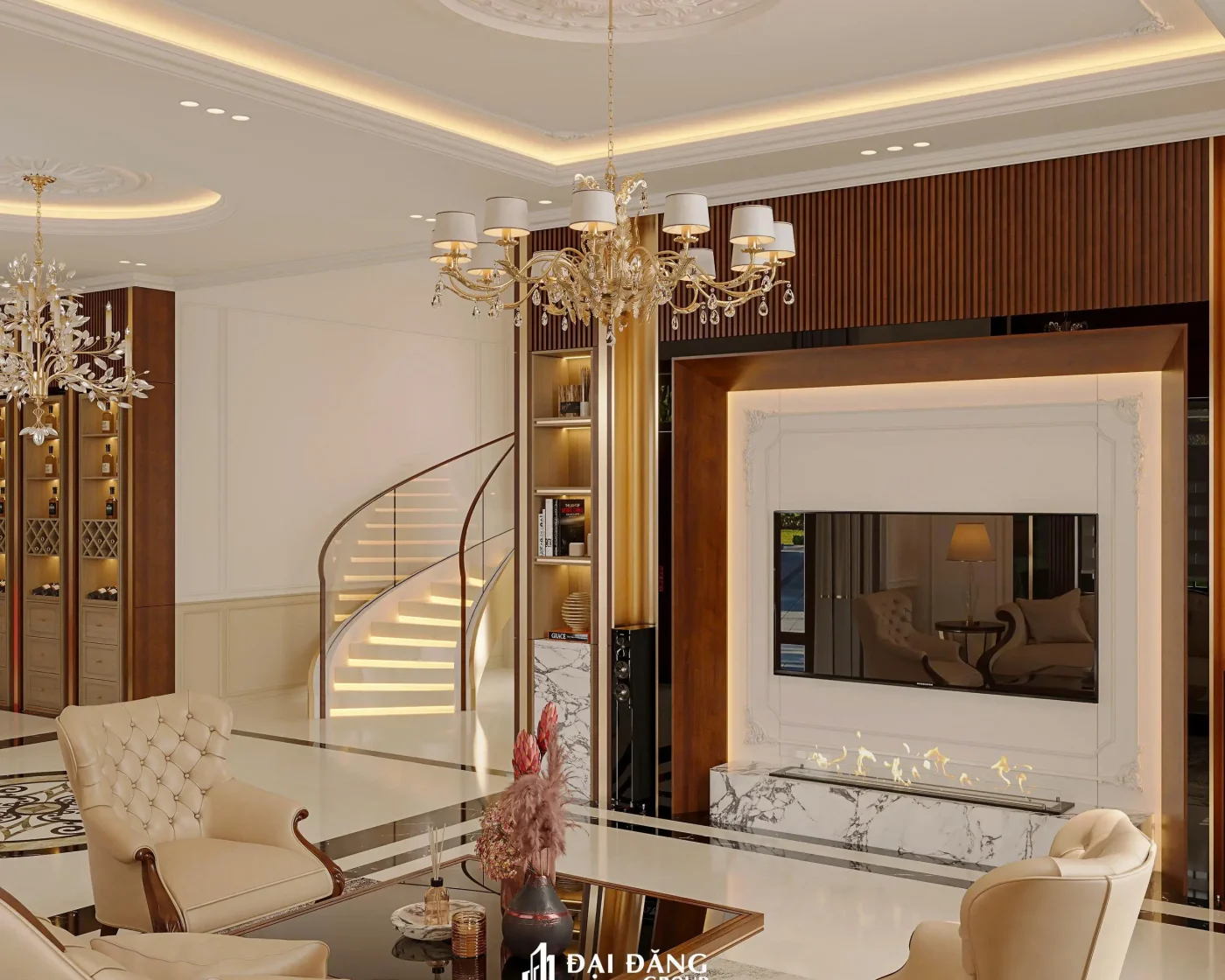 MẪU THIẾT KẾ NỘI THẤT NHÀ PHỐ TÂN CỔ ĐIỂN TẠI VĨNH PHÚC – ĐẲNG CẤP VÀ TINH TẾ TRONG TỪNG CHI TIẾT